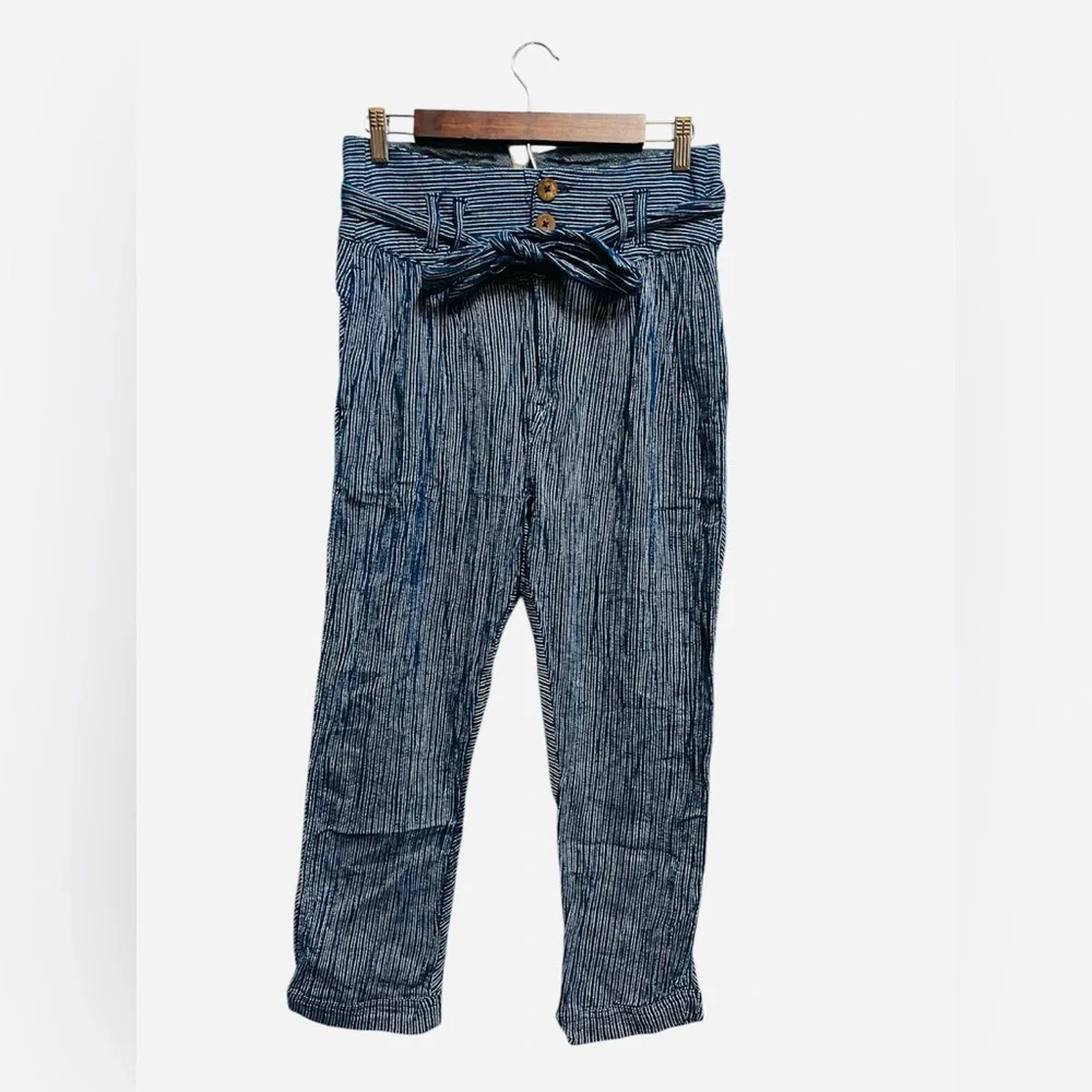 Free People Rumors Yarn Dyed Harem pant in blue stripe size 2